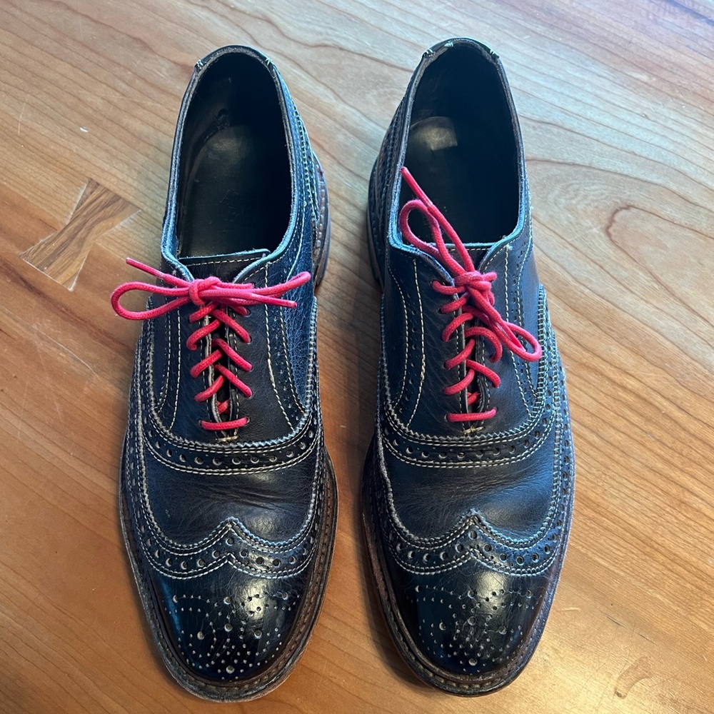 👞 Allen Edmonds Neumok Blue Leather Wingtip Oxfords Shoes